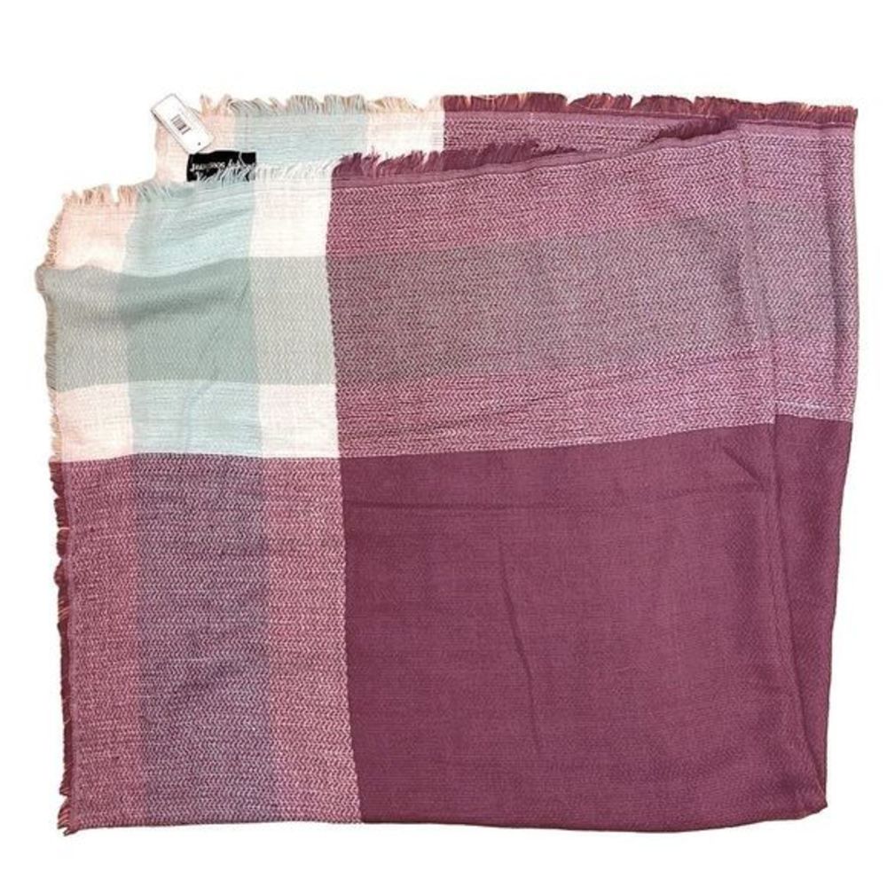 NWT Simply Southern Soft Lily Plum, White, Mint Tartan Knit Throw Blanket‎